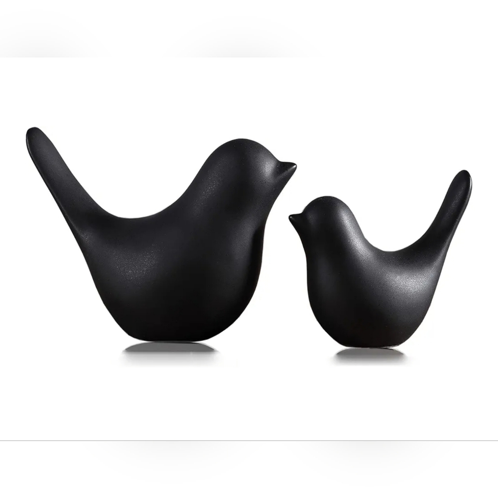 Elegant Black Bird Figurine Set‎